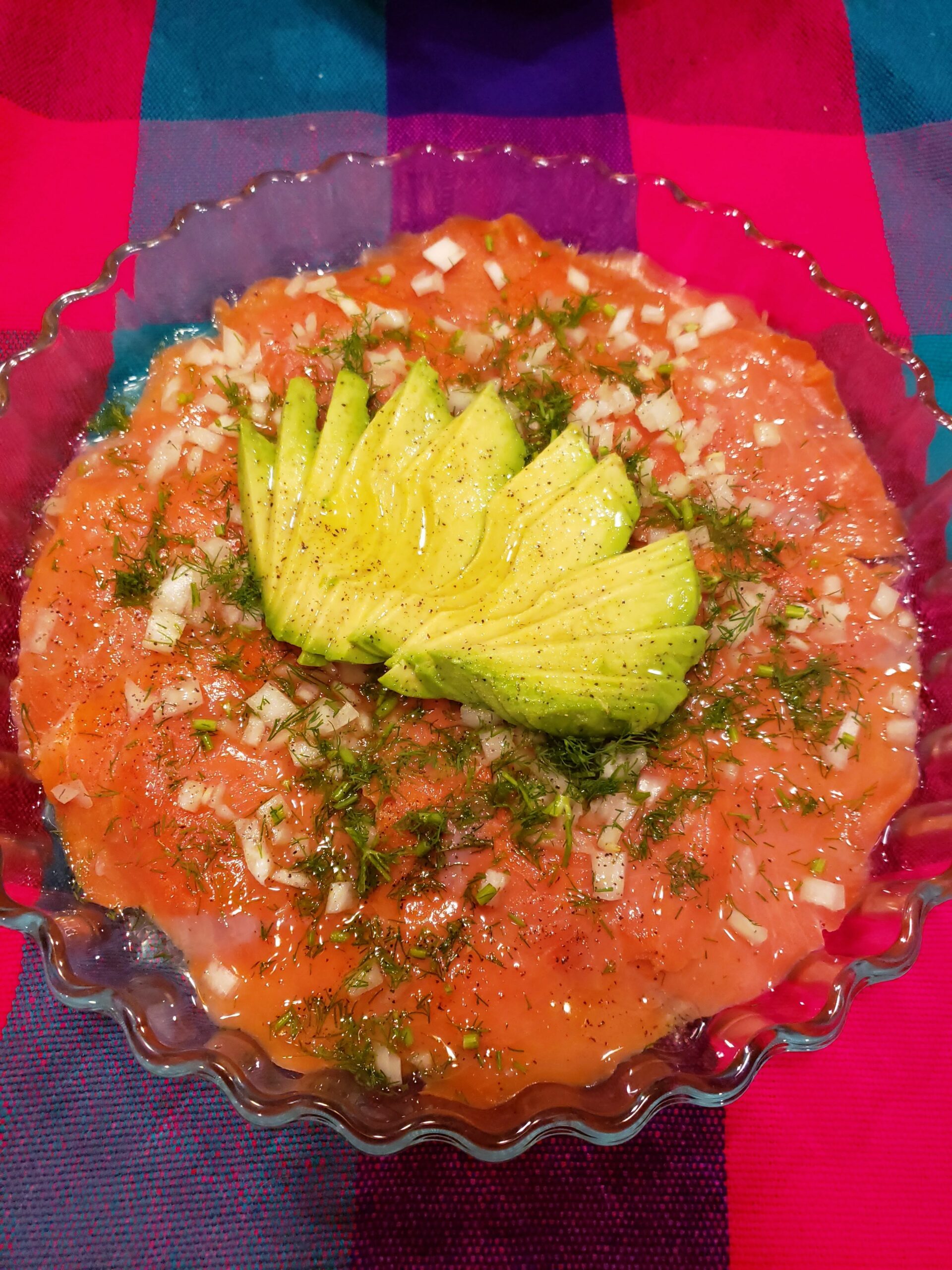 Salmon Carpaccio with Avocado on Top