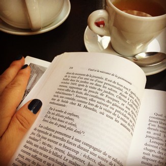 Reading with my cup of tea